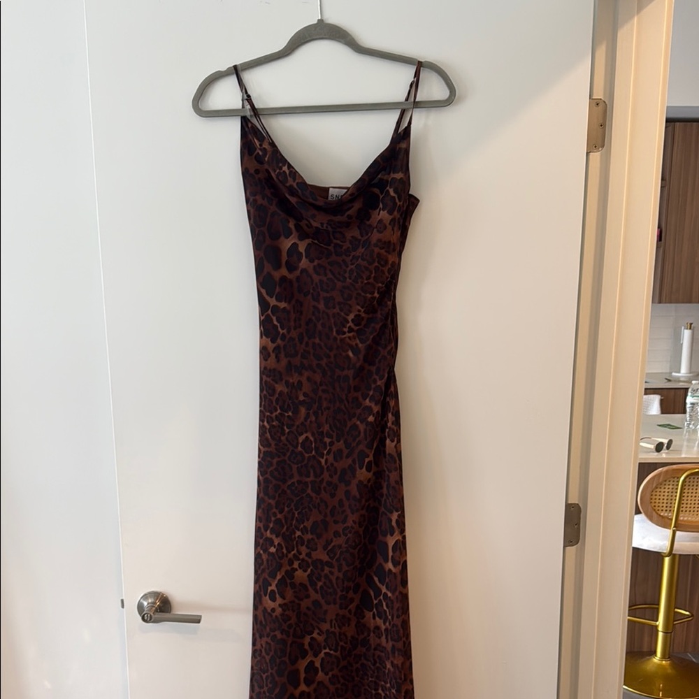 Cheetah Cowl Neck Slip Dress